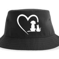 Dog Puppy And Baby Cat Heart Animal Dog & Cat Heart Sustainable Bucket Hat