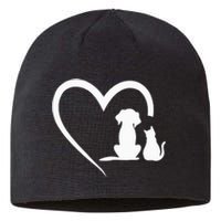 Dog Puppy And Baby Cat Heart Animal Dog & Cat Heart Sustainable Beanie