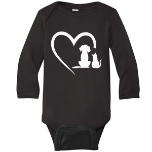 Dog Puppy And Baby Cat Heart Animal Dog & Cat Heart Baby Long Sleeve Bodysuit