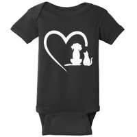 Dog Puppy And Baby Cat Heart Animal Dog & Cat Heart Baby Bodysuit