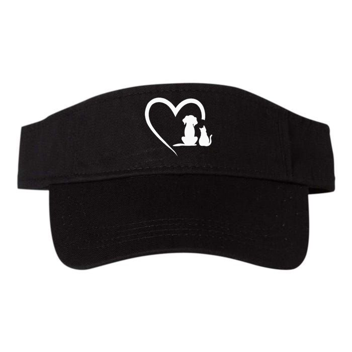 Dog Puppy And Baby Cat Heart Animal Dog & Cat Heart Valucap Bio-Washed Visor