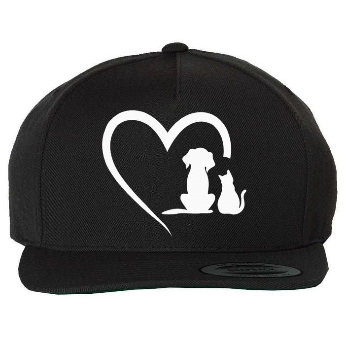 Dog Puppy And Baby Cat Heart Animal Dog & Cat Heart Wool Snapback Cap