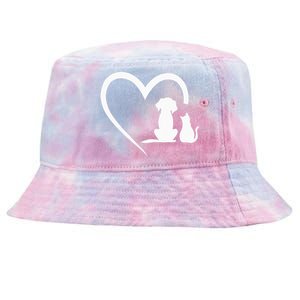 Dog Puppy And Baby Cat Heart Animal Dog & Cat Heart Tie-Dyed Bucket Hat