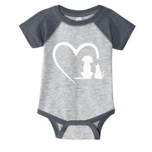 Dog Puppy And Baby Cat Heart Animal Dog & Cat Heart Infant Baby Jersey Bodysuit