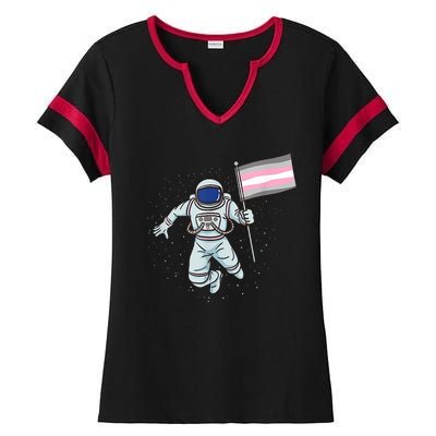 Demigirl Pride Astronaut Flag Ladies Halftime Notch Neck Tee