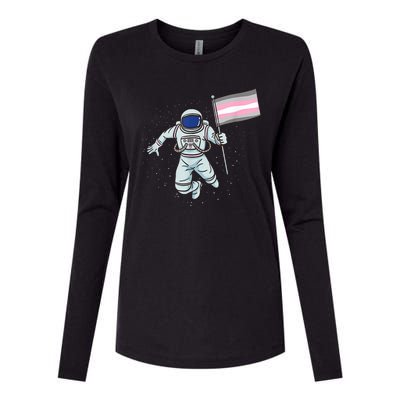 Demigirl Pride Astronaut Flag Womens Cotton Relaxed Long Sleeve T-Shirt