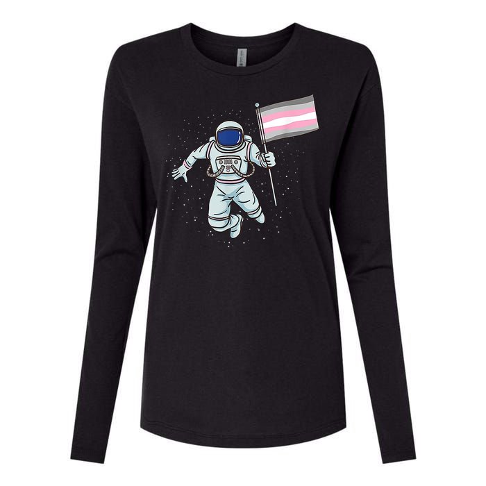 Demigirl Pride Astronaut Flag Womens Cotton Relaxed Long Sleeve T-Shirt