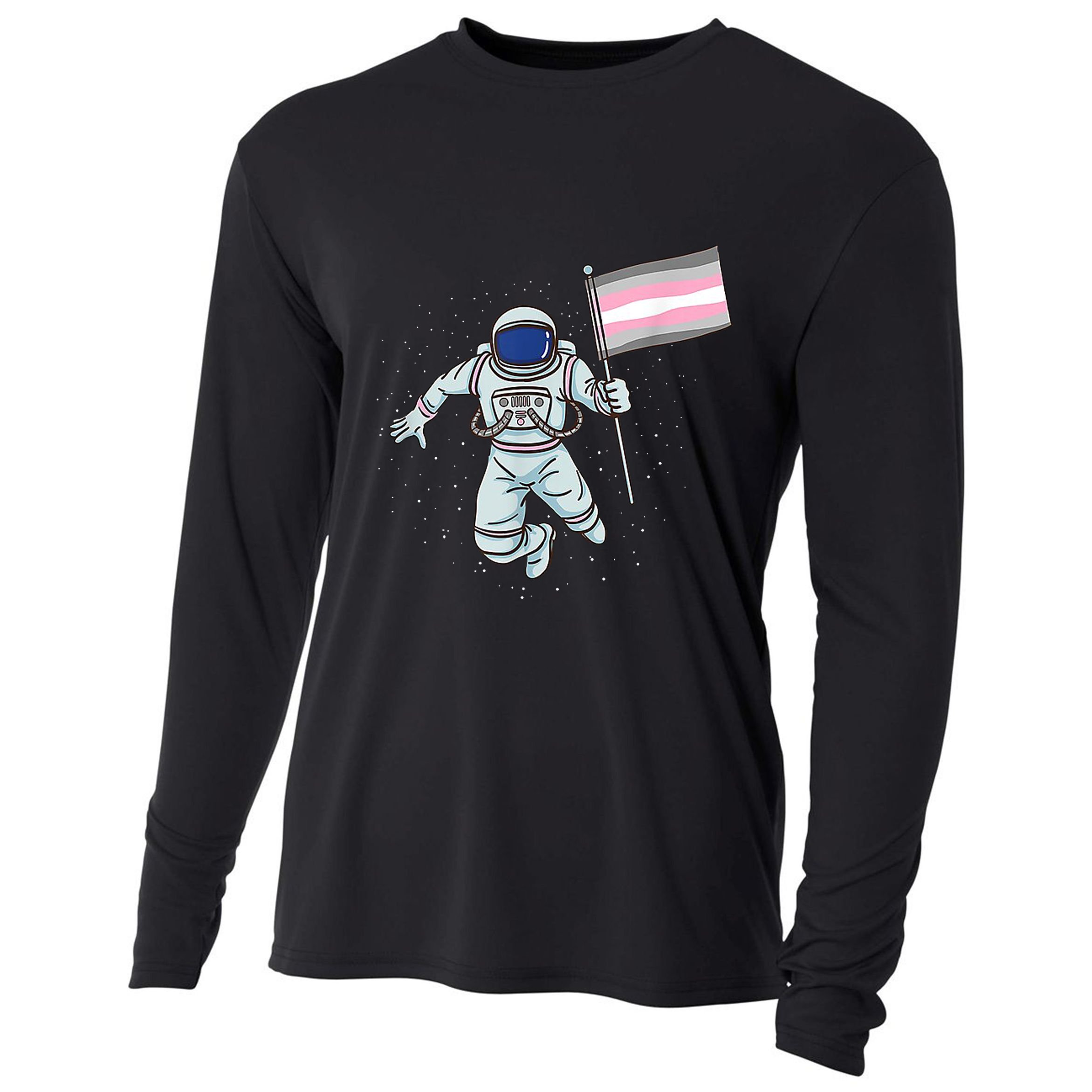 Demigirl Pride Astronaut Flag Cooling Performance Long Sleeve Crew