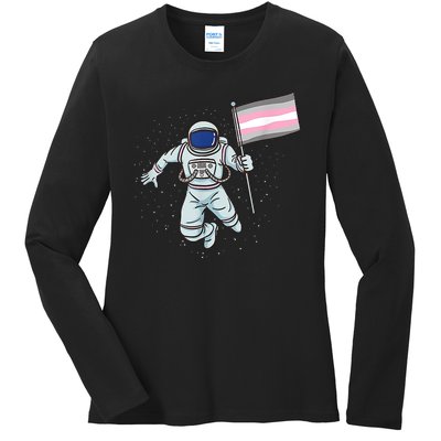 Demigirl Pride Astronaut Flag Ladies Long Sleeve Shirt