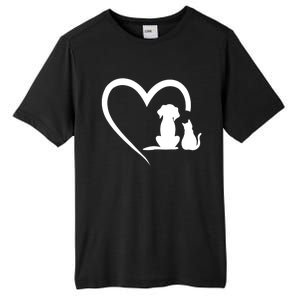 Dog Puppy And Cat Heart Gift Animal Dog And Cat Heart Meaningful Gift Tall Fusion ChromaSoft Performance T-Shirt