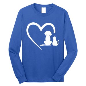 Dog Puppy And Cat Heart Gift Animal Dog And Cat Heart Meaningful Gift Long Sleeve Shirt