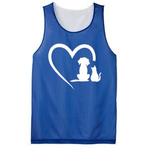 Dog Puppy And Cat Heart Gift Animal Dog And Cat Heart Meaningful Gift Mesh Reversible Basketball Jersey Tank