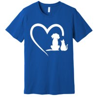 Dog Puppy And Cat Heart Gift Animal Dog And Cat Heart Meaningful Gift Premium T-Shirt