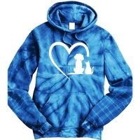 Dog Puppy And Cat Heart Gift Animal Dog And Cat Heart Meaningful Gift Tie Dye Hoodie