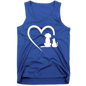 Dog Puppy And Cat Heart Gift Animal Dog And Cat Heart Meaningful Gift Tank Top