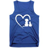 Dog Puppy And Cat Heart Gift Animal Dog And Cat Heart Meaningful Gift Tank Top