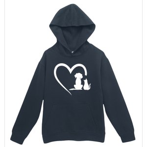 Dog Puppy And Cat Heart Gift Animal Dog And Cat Heart Meaningful Gift Urban Pullover Hoodie