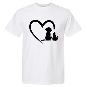 Dog Puppy And Cat Heart Gift Animal Dog And Cat Heart Meaningful Gift Garment-Dyed Heavyweight T-Shirt