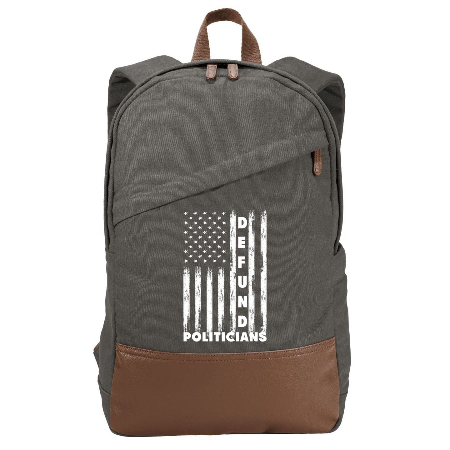 Defund Politicians America Flag Anti Government Cotton Canvas Backpack