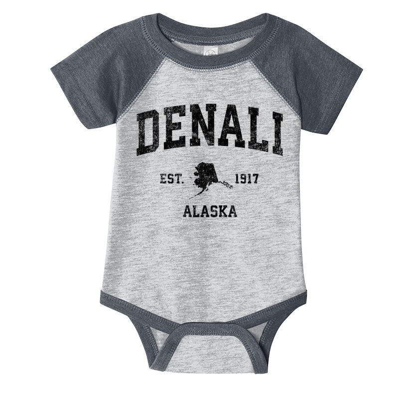 Denali Park Alaska AK Vintage Sports Print Infant Baby Jersey Bodysuit