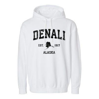 Denali Park Alaska AK Vintage Sports Print Garment-Dyed Fleece Hoodie