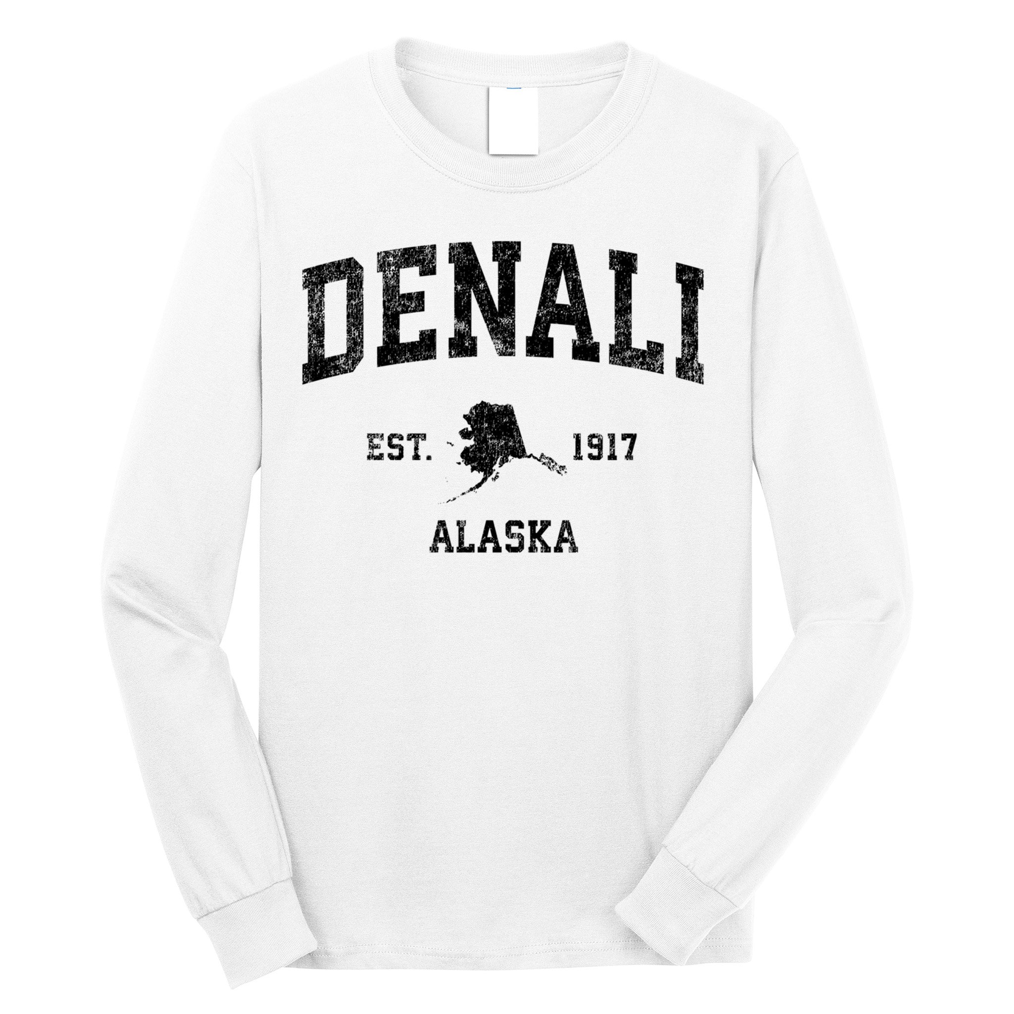 Denali Park Alaska AK Vintage Sports Print Long Sleeve Shirt