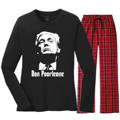 Don Poorleone Anti Trump Poorleon Vote Funny Women's Long Sleeve Flannel Pajama Set 