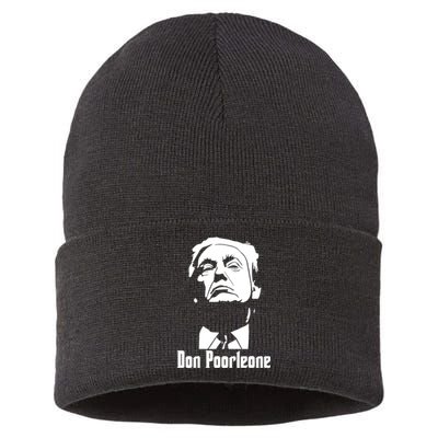 Don Poorleone Anti Trump Poorleon Vote Funny Sustainable Knit Beanie