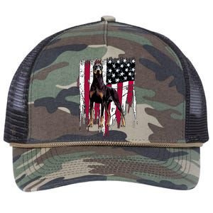 Dober Pinscher American Flag Usa Awesome Gift Retro Rope Trucker Hat Cap