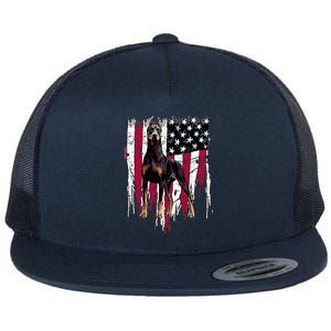 Dober Pinscher American Flag Usa Awesome Gift Flat Bill Trucker Hat