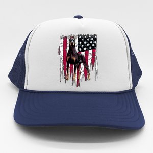 Dober Pinscher American Flag Usa Awesome Gift Trucker Hat