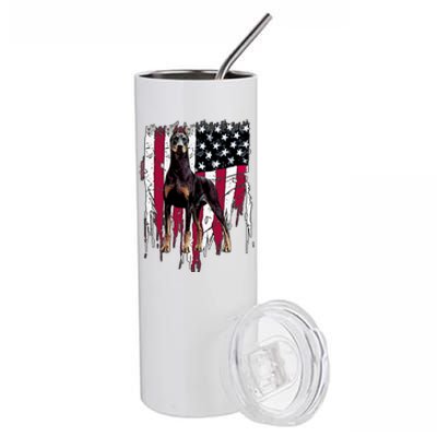 Dober Pinscher American Flag Usa Awesome Gift Stainless Steel Tumbler