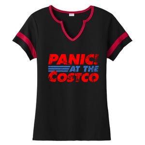 Distressed Panic At The Costco Funny Meme Ladies Halftime Notch Neck Tee