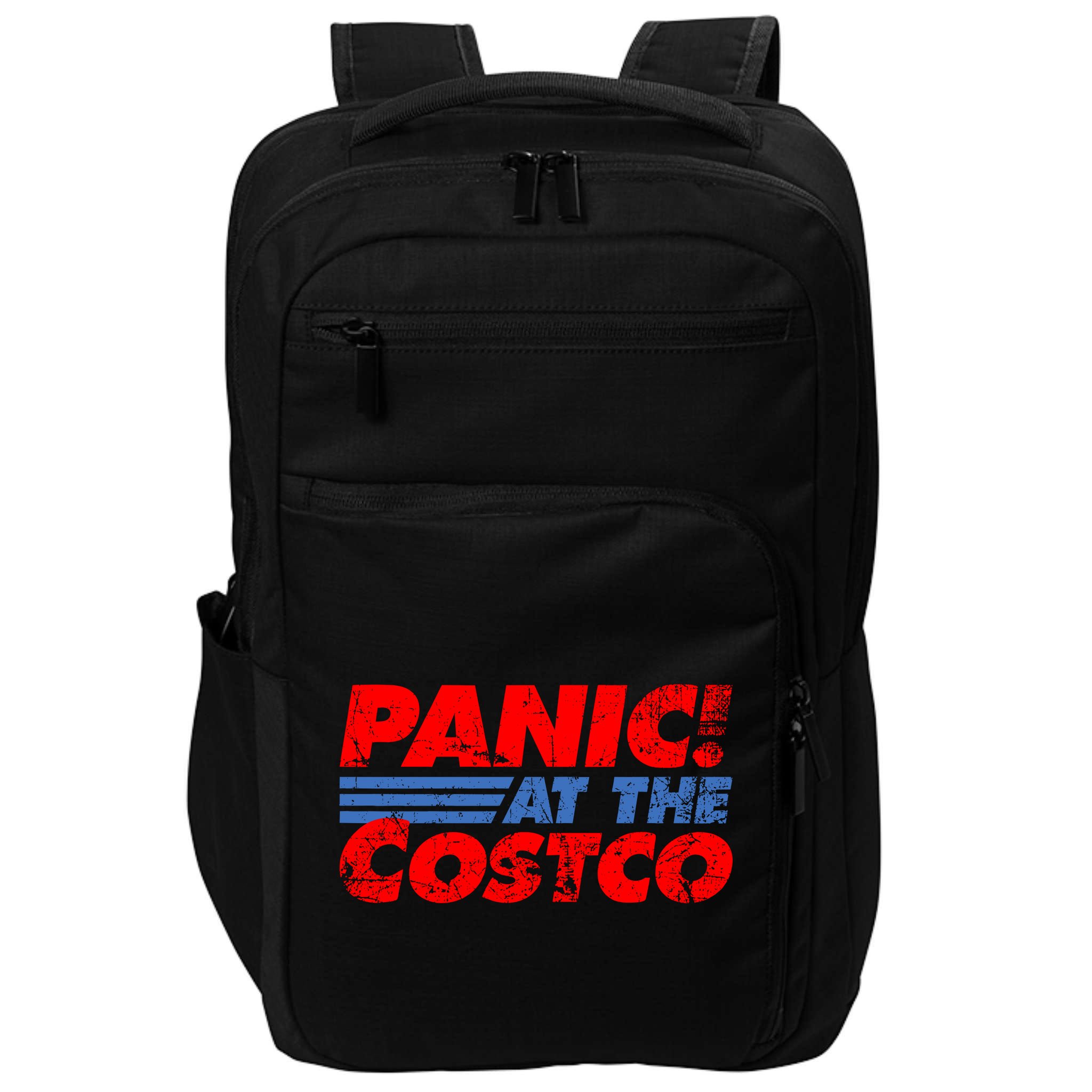 Distressed Panic At The Costco Funny Meme Impact Tech Backpack