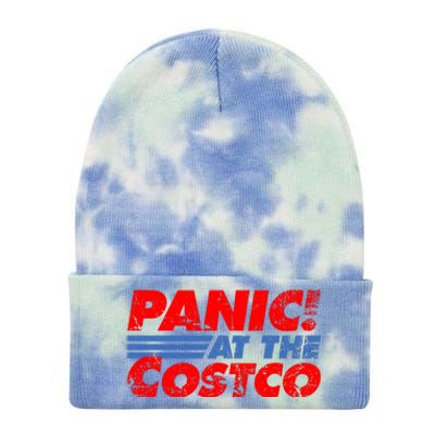 Distressed Panic At The Costco Funny Meme Tie Dye 12in Knit Beanie