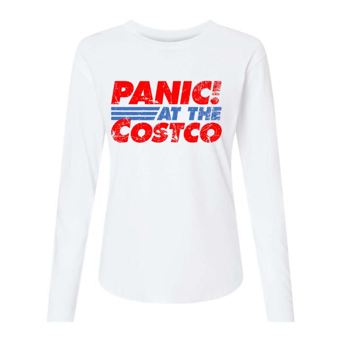 Distressed Panic At The Costco Funny Meme Womens Cotton Relaxed Long Sleeve T-Shirt