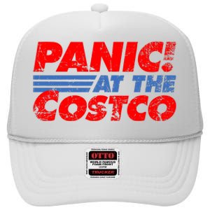 Distressed Panic At The Costco Funny Meme High Crown Mesh Back Trucker Hat