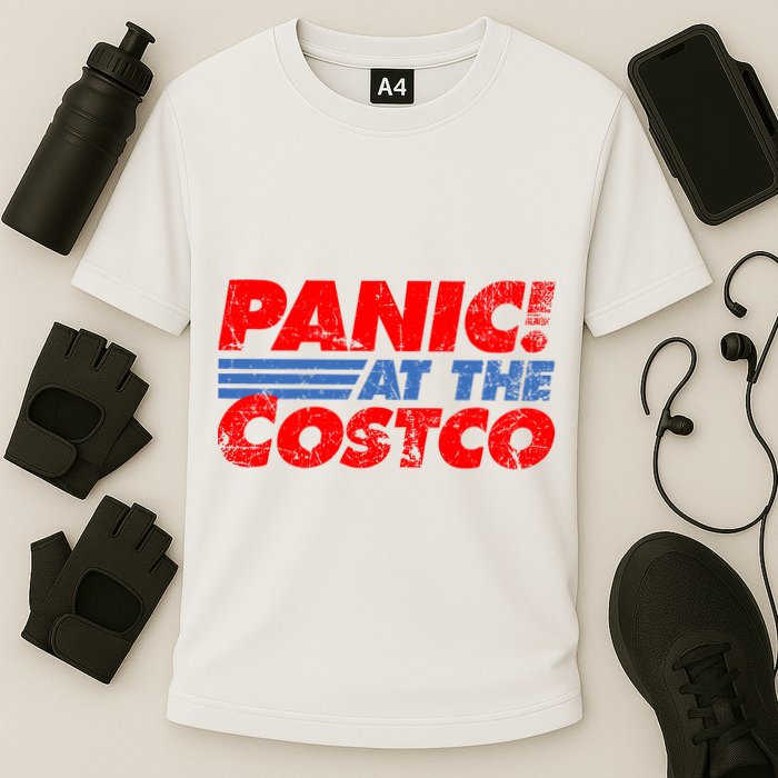 Distressed Panic At The Costco Funny Meme Cooling Performance Crew T-Shirt