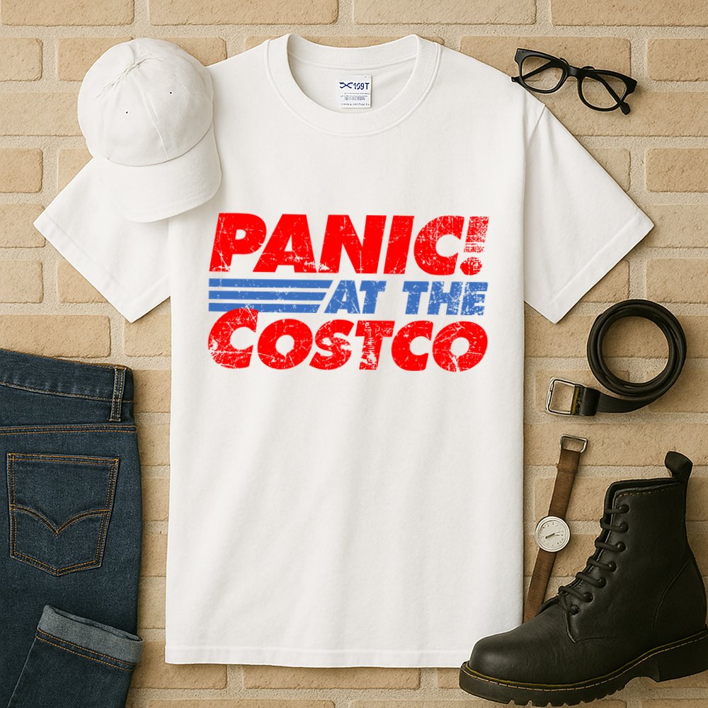 Distressed Panic At The Costco Funny Meme Tall T-Shirt