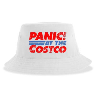 Distressed Panic At The Costco Funny Meme Sustainable Bucket Hat