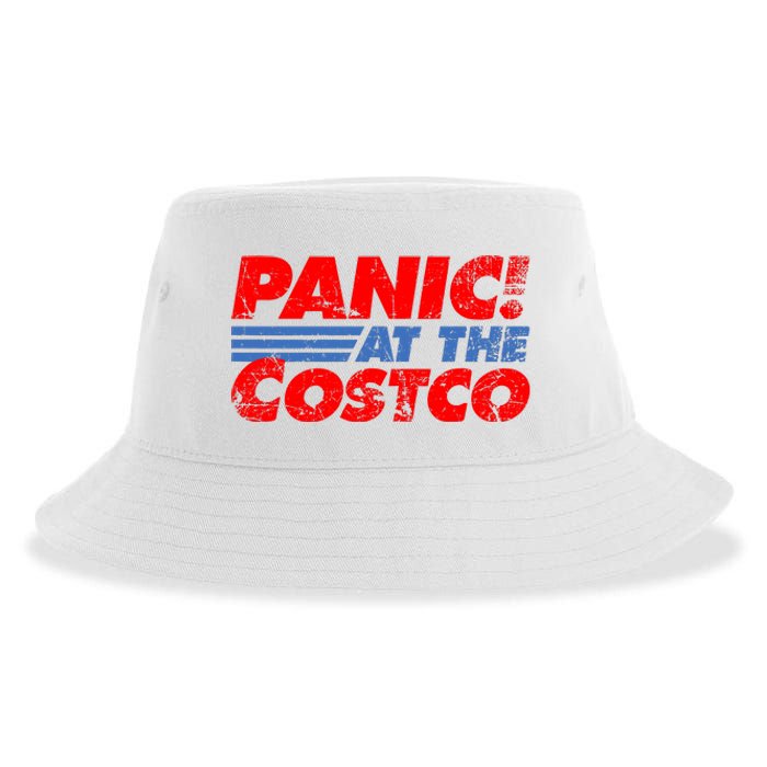 Distressed Panic At The Costco Funny Meme Sustainable Bucket Hat