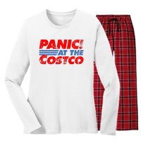 Distressed Panic At The Costco Funny Meme Women's Long Sleeve Flannel Pajama Set 