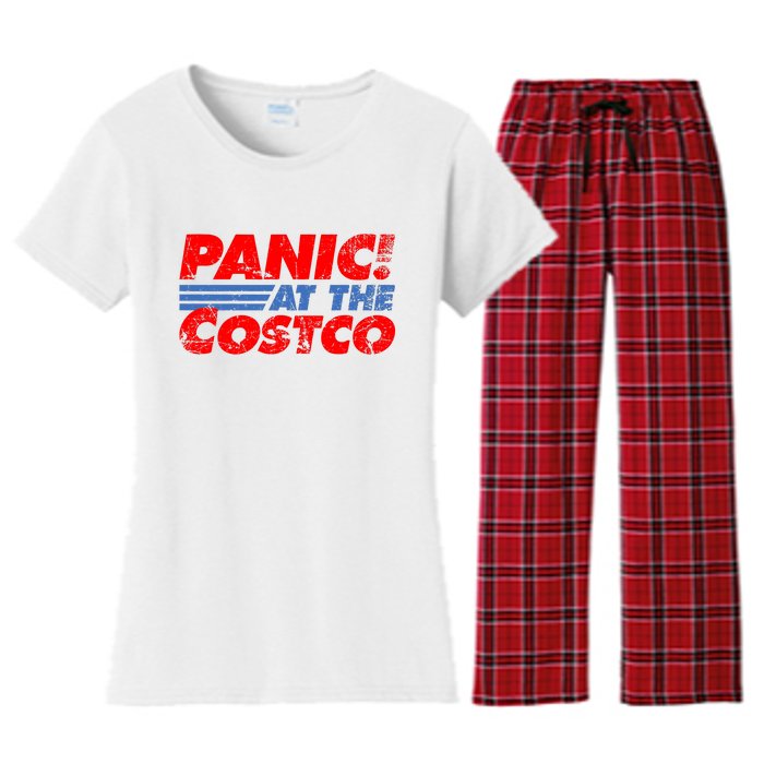 Distressed Panic At The Costco Funny Meme Women's Flannel Pajama Set