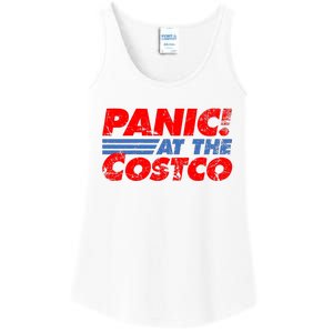 Distressed Panic At The Costco Funny Meme Ladies Essential Tank