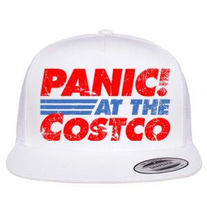 Distressed Panic At The Costco Funny Meme Flat Bill Trucker Hat