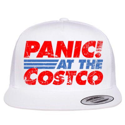 Distressed Panic At The Costco Funny Meme Flat Bill Trucker Hat