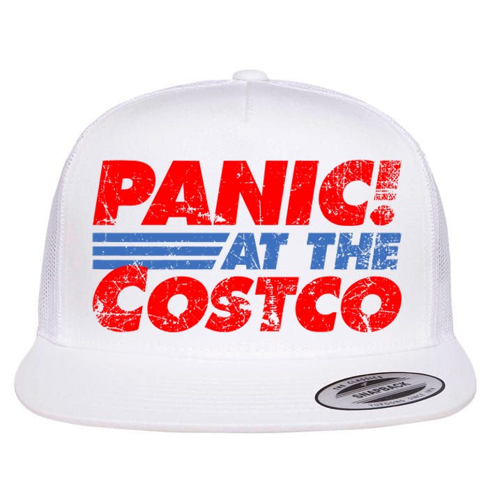 Distressed Panic At The Costco Funny Meme Flat Bill Trucker Hat