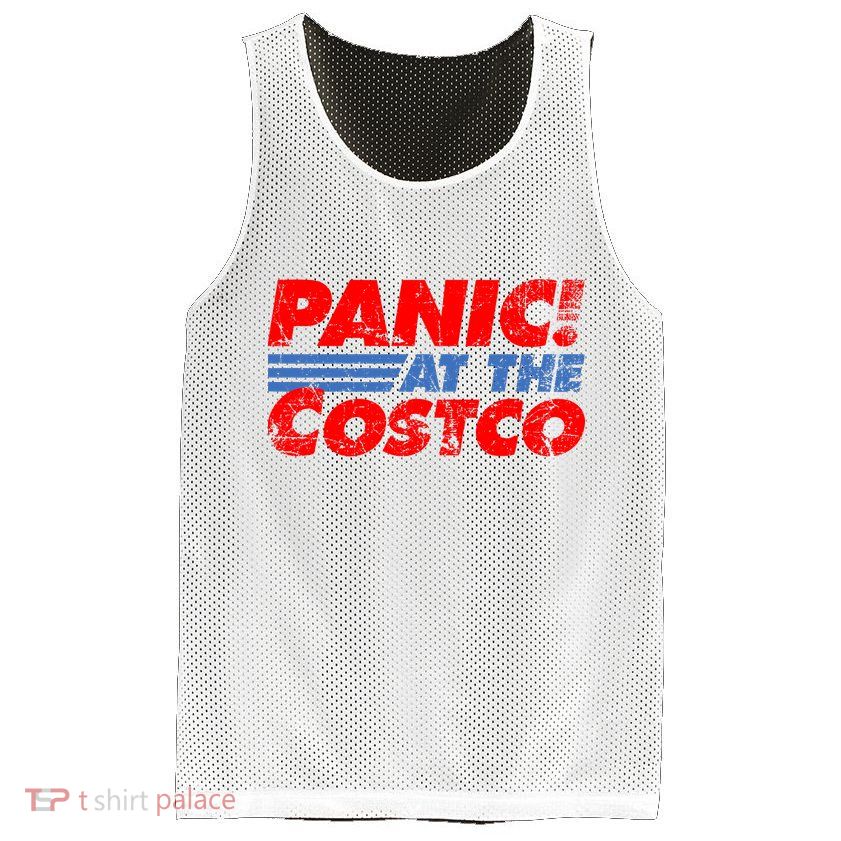Distressed Panic At The Costco Funny Meme Mesh Reversible Basketball Jersey Tank