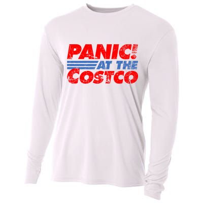 Distressed Panic At The Costco Funny Meme Cooling Performance Long Sleeve Crew