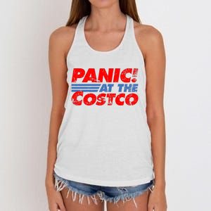 Distressed Panic At The Costco Funny Meme Women's Knotted Racerback Tank